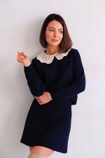 Костюм вязаный сине-чёрный