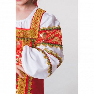 Русский народный костюм «Любавушка», платье-сарафан, кокошник, р-р 34, рост 134 см, красный