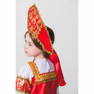 Русский народный костюм «Любавушка», платье-сарафан, кокошник, р-р 34, рост 134 см, красный