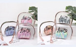 Косметичка универс. на молнии (2шт)с 1ручк. микс love 25*6*16/18*5*11см ПВХ,ПЭ М23-29.40 1уп.