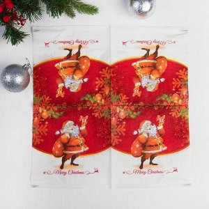 Салфетки бумажные «Дед Мороз с мешком подарков», 33х33 см, набор 20 шт.