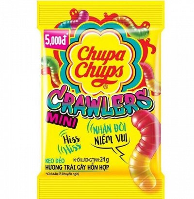 Мармеладные червяки со вкусом колы и клубники Chupa Chups Чупа-Чупс Mini Crawlers 24 гр