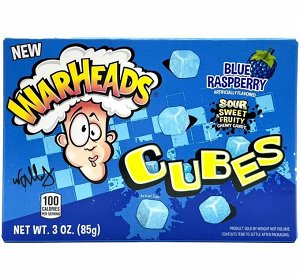 Кислый мармелад в виде кубиков Warheads Blue Raspberry Cubes Вархедс 85 гр