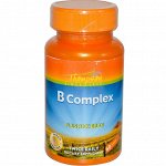 Thompson, Комплекс витаминов группы B, с рисовыми отрубями, 60 таблеток