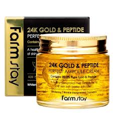 FarmStay 24K Gold & Peptide Perfect Ampoule Cream Антивозрастной крем с золотом и пептидами 80 мл