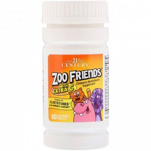 21st Century, Zoo Friends с дополнительным витамином C, 60 жевательных таблеток