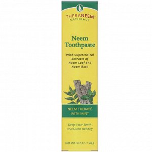 Organix South, TheraNeem Naturals, Лечение на основе нима с мятой, Зубная паста с нимом, 0,7 унций (20 г)