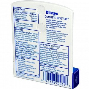 Blistex, Complete Moisture, защита для губ/ защита от солнца, SPF 15, 0,15 унций (4,25 г)