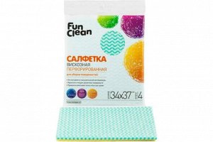 Салфетка сухая из вискозы Fun Clean перфорированная для уборки поверхностей /34*37см/, 4шт