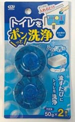 &quot;Okazaki&quot; Очищающая и дезодорирующая пенящаяся таблетка для бачка унитаза, окрашивающая воду в голубой цвет 50гр*2