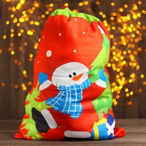 Мешок Деда Мороза «Снеговик», в шарфе, 58 - 42 см