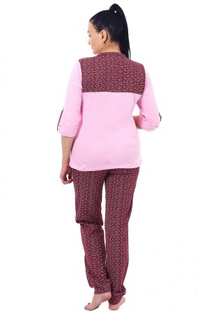 Пижама женская кулирка с брюками "Соня" бордо