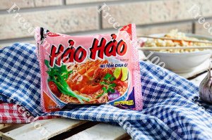 Пшеничная лапша HAOHAO (Хао Хао) вкус креветки (остро-кисло-сладкая). 75 грамм