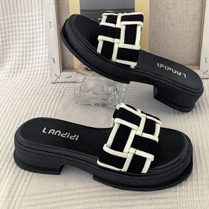 Женские сабо на платформе в клетку, черные