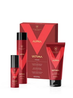 Эстель Мужской подарочный набор ПЛАМЯ ESTEL ALPHA ULTIMA для бритья шампунь дял волос 300 мл + гель для бритья 100 мл + лосьон после бритья 100 мл Эстель