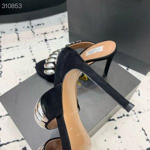 Сабо женские кожаные черные