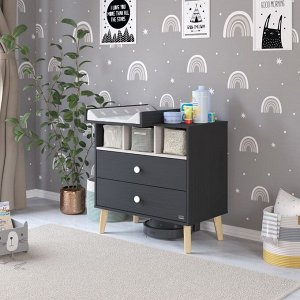 Комод пеленальный детский Benny, ЛДСП, 80х88х69 см., 2 ящика, цвет черный/кашемир