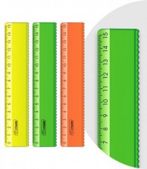 Линейка 15см СТАММ neon с волнистым краем ассорти ЛН170