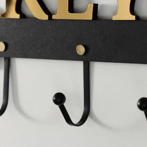 Настенные крючки декоративные «Ключ», дерево, чёрный, зеркальный, 4.5?45?15 см