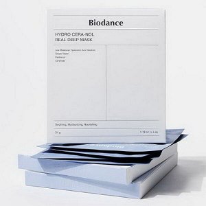 (Набор) Ночная гидрогелевая маска с церамидами против сухости Biodance Hydro Cera-Nol Real Deep Mask, 4шт *34г