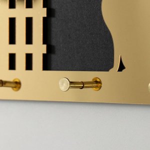 Настенные крючки декоративные «Кошка у забора», дерево, чёрный, зеркальный, 3.1?34?14.4 см