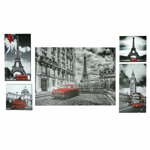 Модульная картина "Черно-белый Париж" 108х66 см (23х23 - 2шт, 23х42 - 2шт, 71х52 - 1шт)