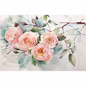 Картины на подрамнике "Акварель. Ветка розы" 40*50 см
