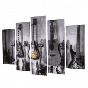 Модульная картина "Коллекция гитар" (2-23х52; 2-24х70; 1-24х80) 120х80см