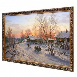 Картина "Деревня зимой" 67х107 см