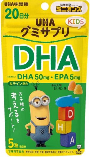 Японский детский комплекс с омега-кислотами и лютеином UHA Gummy Supple Kids Study 100шт