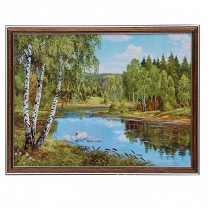 Картина "Река в лесу" 33*43 см