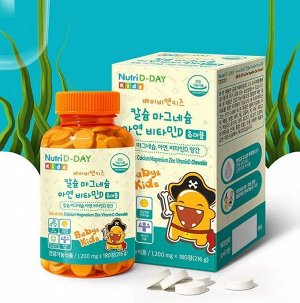 Nutri D-Day Детские жевательные таблетки витаминов Baby&Kids Calcium Magnesium Z, 216г (кальций, магний, цинк)