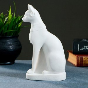 Фигура "Кошка египетская" 19х11см, белая / мраморная крошка