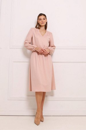 Платье с кулиской на талии, цвет пудровый