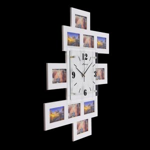 Часы настенные "Хайтек. Пирамида", белые + 10 фоторамок 10 ? 15 см