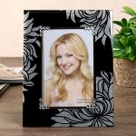 Фоторамка стекло 10х15 см &quot;Королевские пионы на чёрном&quot; блеск 22х17 см