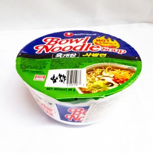 Лапша пшеничная Nongshim Bowl Noodle Soup Hot&Spicy, Нонгшим Юкгэджанг. Чашка 86г Ю.Корея.