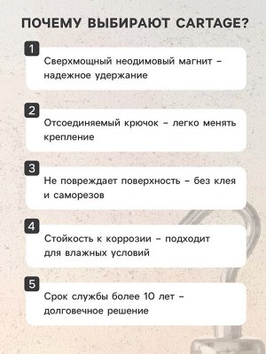 Магнит неодимовый Cartage с крючком для авто, d 16 мм, сцепление 5 кг