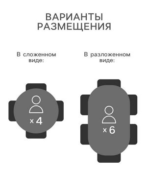 Стол раздвижной круглый «Орион», 950/1250*950*750 мм, ножки металл, цвет чёрный/каспий светлый