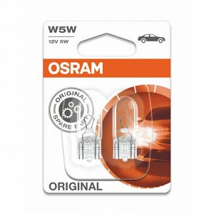 Лампа Osram Original Line W5W (W2.1x9.5d, T10), 12В, 5Вт, комплект 2 шт