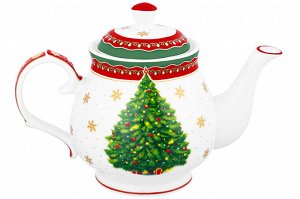 Чайник 380 мл "Новогодняя елка" с красным узором из NEW BONE CHINA