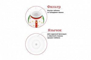 Чайник 380 мл "Новогодняя елка" с красным узором из NEW BONE CHINA