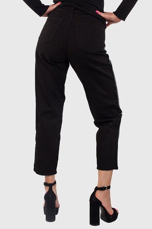 Черные женские брюки-джинсы от Monki (Швеция) - шикарная модель с эффектным блеском! №2294