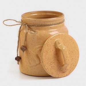 Банка для чеснока Борисовская керамика «Каракум», 1 л, 16*11.5 см, жёлтая