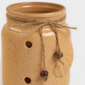 Банка для чеснока Борисовская керамика «Каракум», 1 л, 16*11.5 см, жёлтая