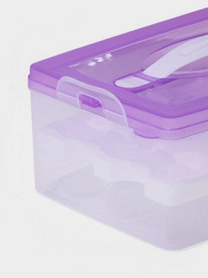 Контейнер для хранения яиц, 24 ячейки, двухуровневый, пластик, 24?16?11 см, фиолетовый