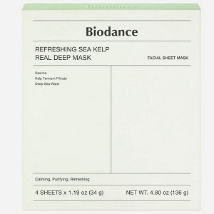 (Набор) Ночная освежающая гидрогелевая маска из морских водорослей Biodance Refreshing Sea Kelp Real Deep Mask, 4шт *34г