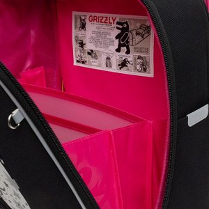 Ранец школьный формованный GRIZZLY с анатомической спинкой, на ножках, для девочек