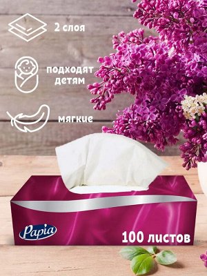 Papia Салфетки вытяжные (коробка) 2-х слойные, 100 листов