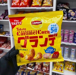 Tohato Lipton Caramel Corn 57g - Снэки липтон воздушная кукуруза. Молочный чай с карамелью
